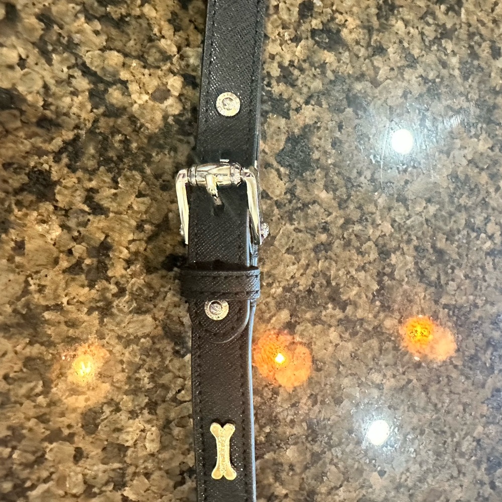 Henri Bendel Black Dog Collar with Gold Accents